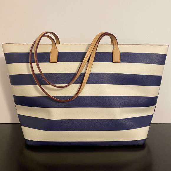 Kate Spade Tote Margareta Sawyer Street Blue and Ivory Stripe - Picture 3 of 9